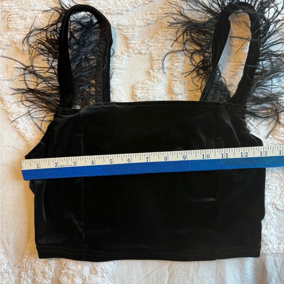 SHEIN Black Velvet Bandeau with Feather Detail size Small B33 - Picture 6 of 6
